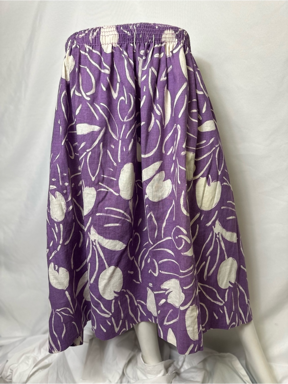 VINTAGE CAMPUS CASUALS BRAND SIZE LARGE PURPLE & WHITE MAXI SKIRT - Picture 4 of 4